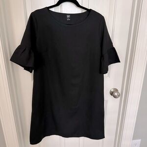 Women’s Black Shift Dress with Ruffle Sleeve - Size Large